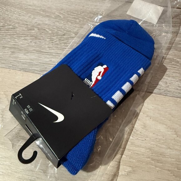 Nike NBA Team Issue Elite Crew Basketball Socks Size Large Blue White PSK649 - Picture 1 of 6